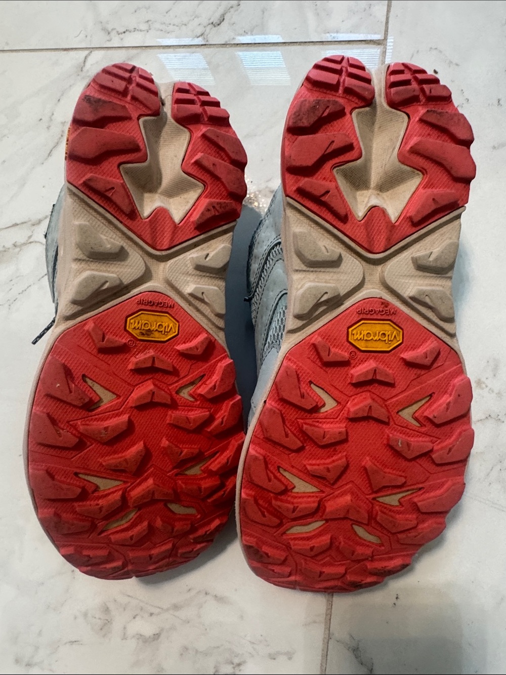 Used Hoka Women's Light Blue and Teal Running Sneakers with Coral Accents - Picture 4 of 9